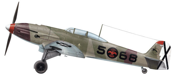 Heinkel He 112B-2, 5-68, 1 Escuadrilla, Grupo de Caza 27, pilot tienente Miguel Enterna Klett. On 3rd March 1943 flew this a/c he forced to land P-38 of 12th USAAF, 14th FG after aerial combat over Spanish Morocco.