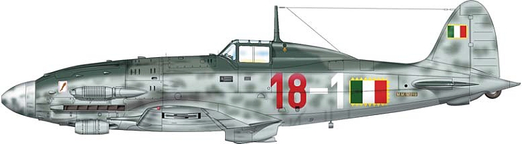 C.205V Veltro Serie III MM92287 of Capitano Adriano Visconti, CO of 1a Squadriglia, I° Gruppo Caccia, ANR, Campoformido, April 1944