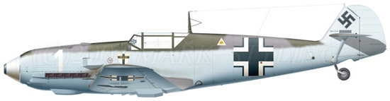 Messerschmitt Bf 109E-4 (Wk-Nr 1486) 'White 1' flown by Hauptmann Wilhelm Balthasar, Staffelkapitan of 1./JG 1, May 1940.
