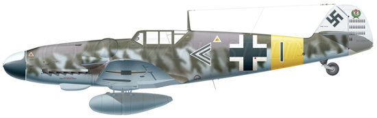 Messerschmitt Bf 109G-6 'Black Double Chevron' flown by Hauptmann Anton Hackl, Gruppenkommandeur lll./JG 11, January 1944.