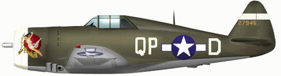 Republic P-47C, 42-7945 (QP-D), No. 334 Fighter Squadron, Pilot  Spiros Nikolas Pissanos.