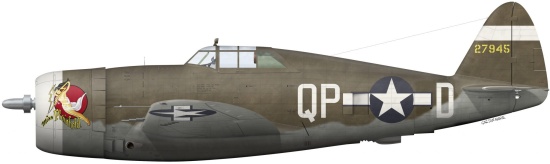 Republic P-47C, 42-7945 (QP-D), No. 334 Fighter Squadron, Pilot  Spiros Nikolas Pissanos.