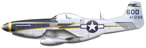 P-51D Mustang s/n 44-11280 600 flown by Lt.Col. Edward O McComas of the 118th TRS, 23rd FG, 14th AF