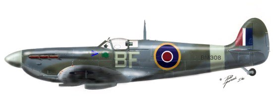 Supermarine Spitfire Mk.Vb, BM308, BF, Wing Commander Brendan Finucane, RAF Hornchurch, July 1942