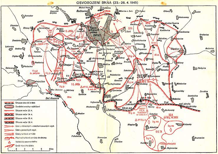 Map of the Liberation of Brno, 23-26 April 1945